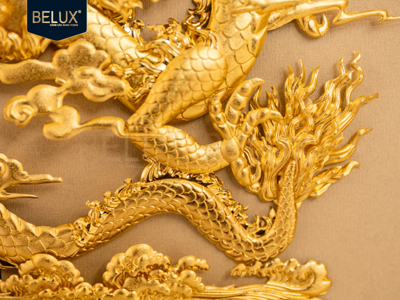 Tranh Thiên Long Hoàng Vân Dát Vàng 24k 34x27cm